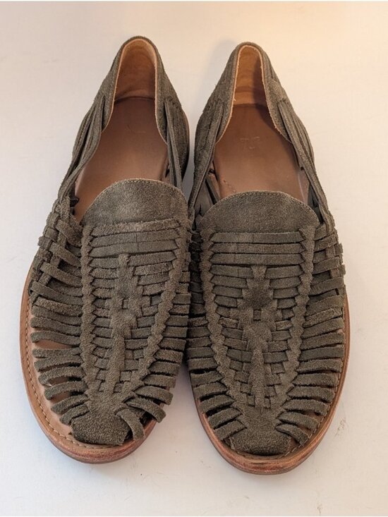 Tecovas Size 9.5 D Mateo Huaraches Sandals Shoes Olive Suede Handmade main image 4